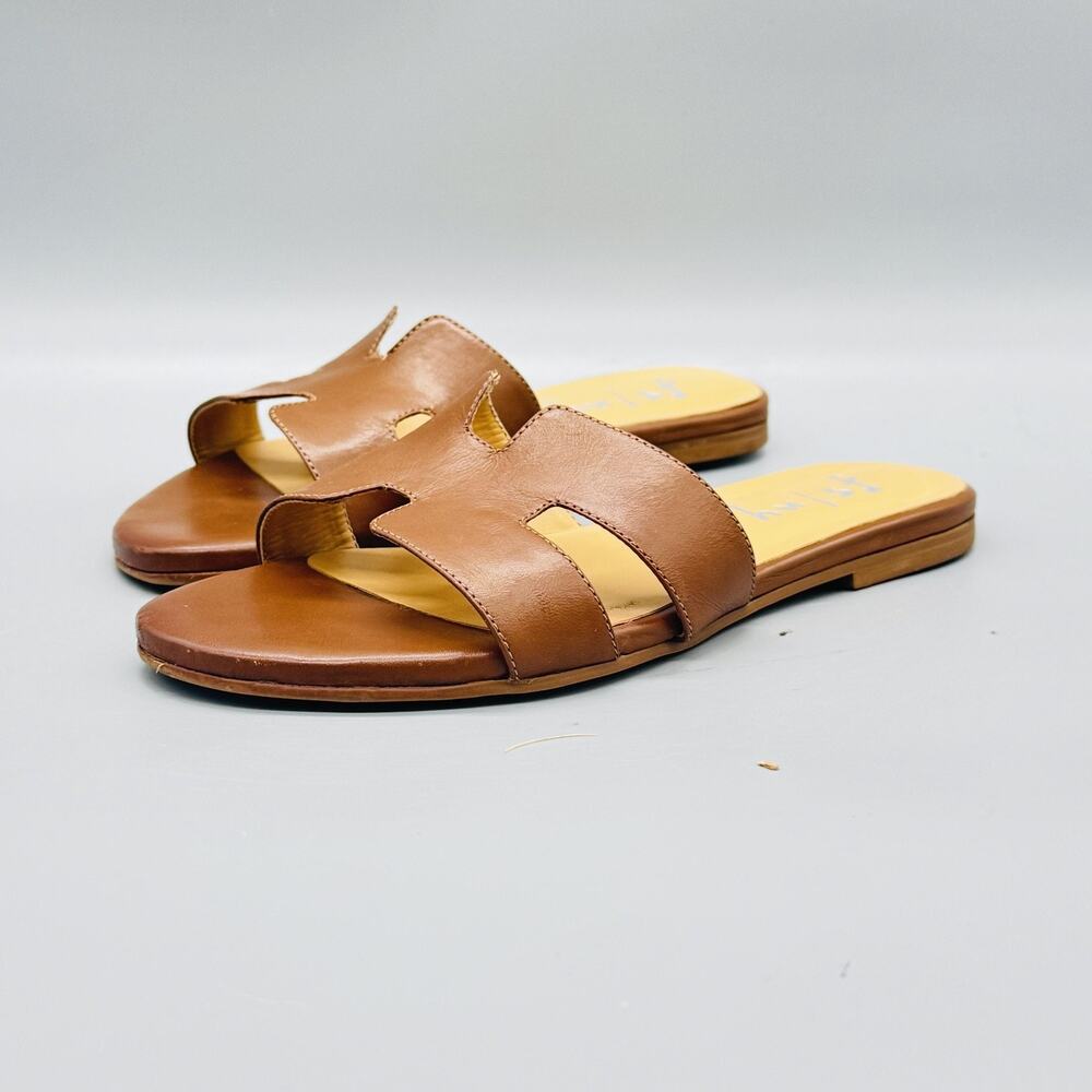 Fs/ny Sandals Womens 6.5 Brown Leather Slide Flat Slip On Casual Comfort Shoes - Picture 3 of 11